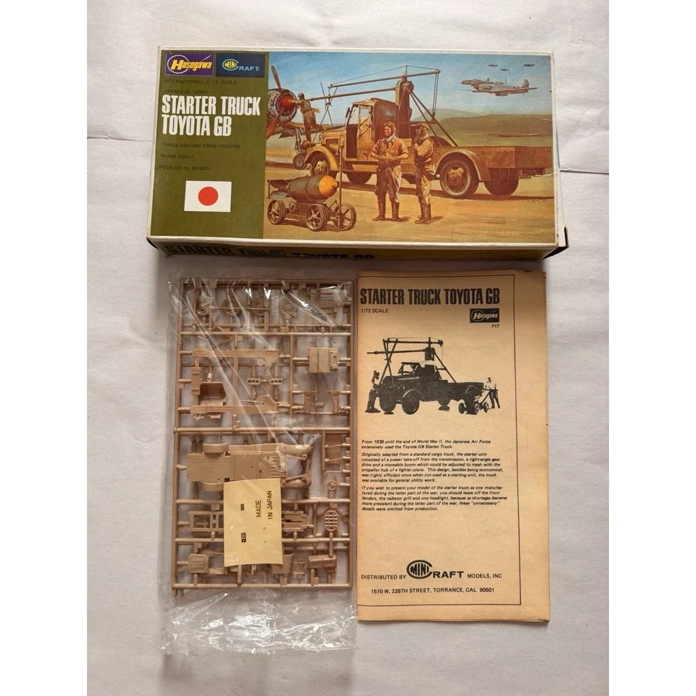 Vintage Hasegawa Minicraft 1/72 Toyota GB Starter Truck Japanese Army Kit 717